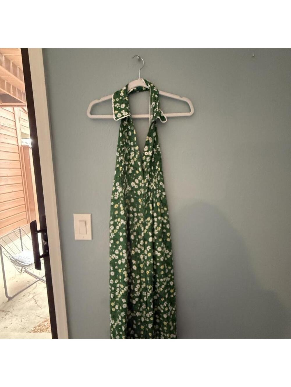 Free People Slice of life Green floral halter collar midi dress